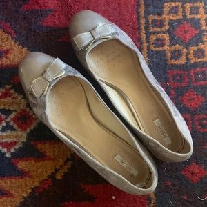 Geox | Snakeskin print suede block heel flat | Size 40